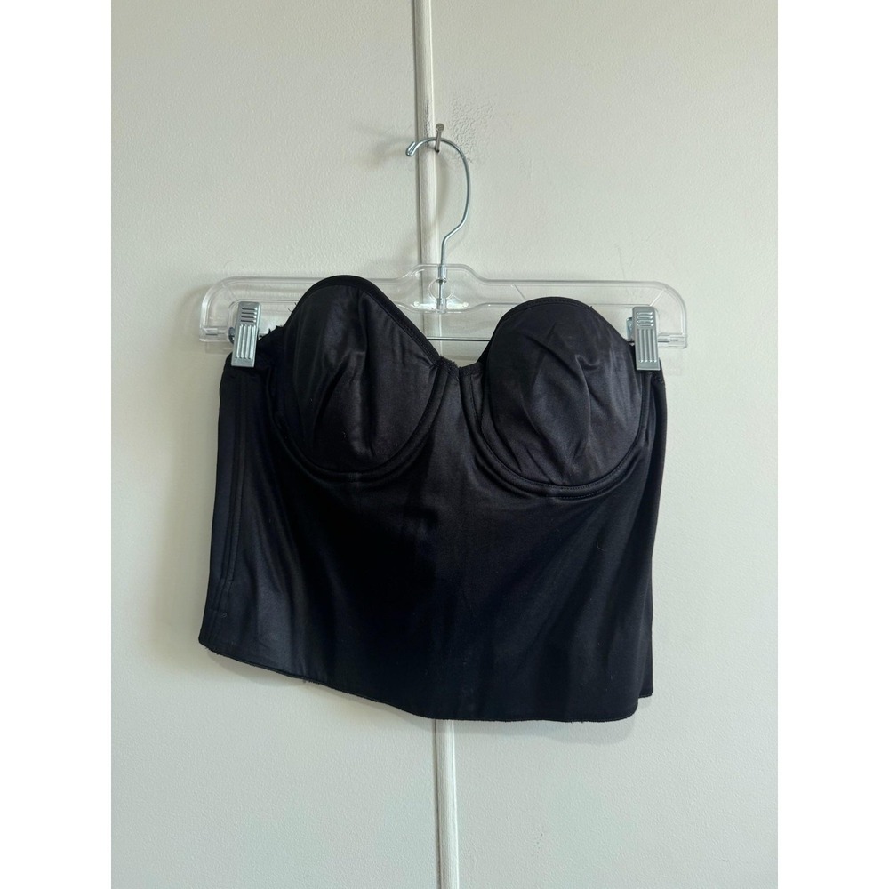 Lilyette Bustier Womens 36B Black Longline Strapless Corset Top Shapewear Y2K